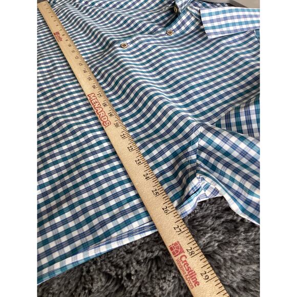 Untuckit Men 100% Cotton Check Wrinkle-Free Button Down Shirt Blue White XXLarge - Picture 7 of 9